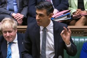 Chancellor of the Exchequer Rishi Sunak gesturing as he presents the Spring Statement to MPs