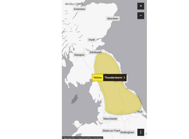 The area covered by today's warning