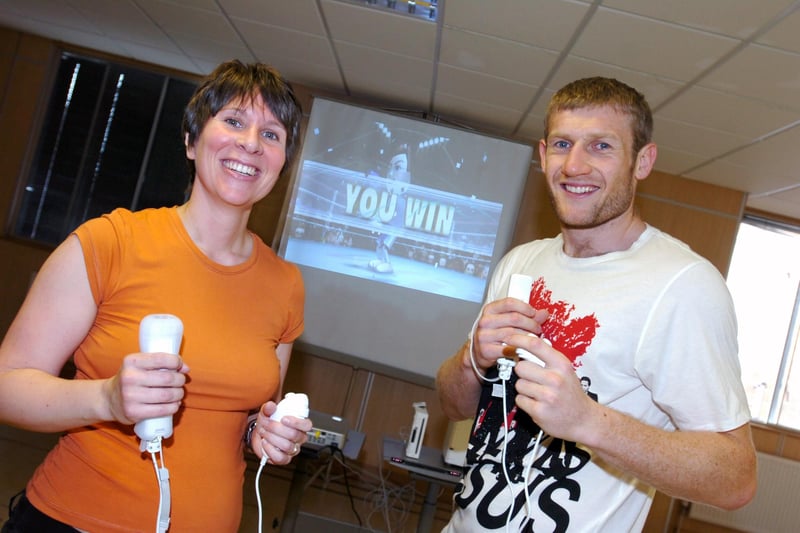 Jolene Dunbar (the Sunderland City librarian) was pictured with boxer Tony Jeffries during a Wii boxing event to promote men's health 14 years ago.