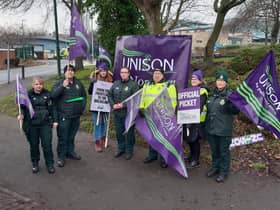 Workers on the NEAS picket line in Chester-le-Street
