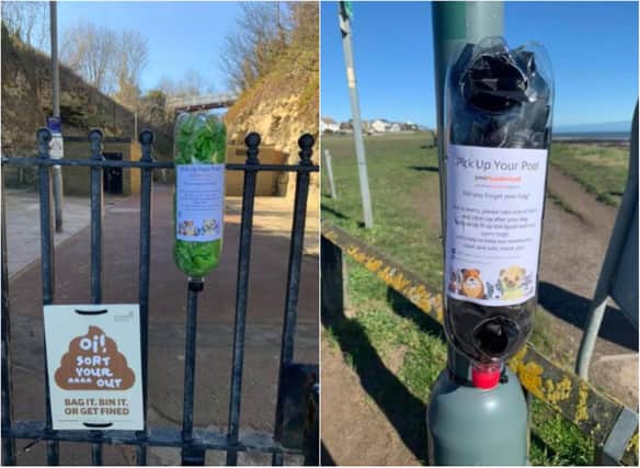 Poo bah holders have been placed on fences in the area