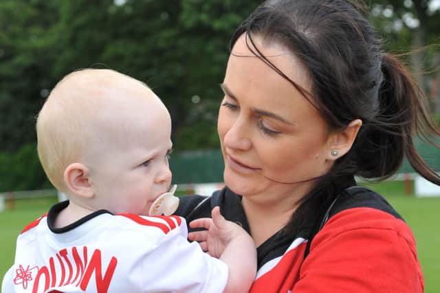 Carol pictured with daughter Quinn, now aged four, when she was a baby.