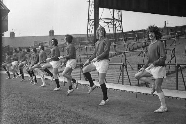 Bobby Kerr at the front during that last training session before the FA Cup 6th round game.