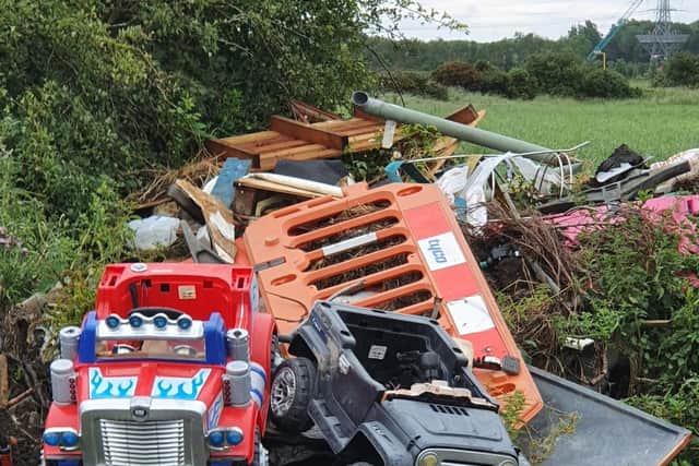 Two toy ride-on cars were among the items dumped at West Pastures, Boldon.