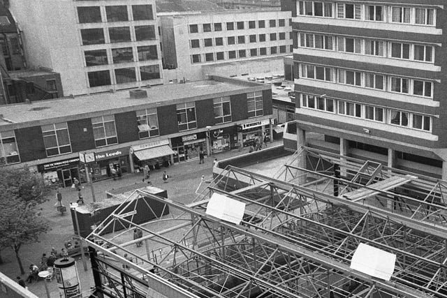 The new Bridges complex taking shape in 1988, with Dewhursts and other shops behind it.
