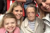 Eva Lazenby at the Stadium of Light with (left to right) great-granddaughter Emily Shutt, and granddaughters Sarah Shutt and Katherine Legge.
