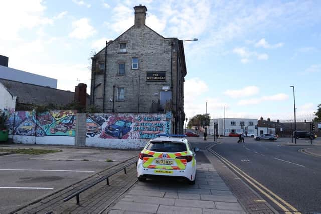 A police cordon outside The Wheatsheaf pub, in Sunderland, on October 18. Picture by North News and Pictures.