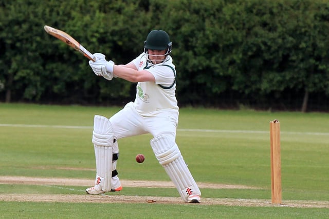 Farnsfield batsman Liam Delaney.during an NPL match with Welbeck CC in May 2013.