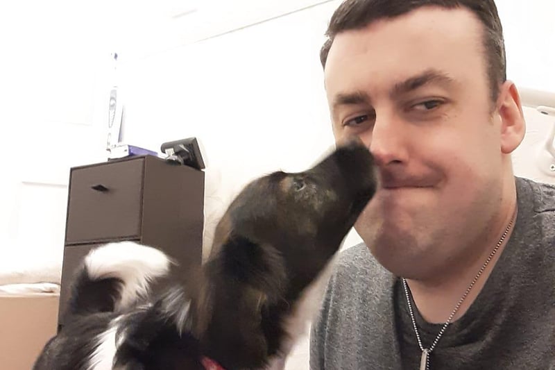Dean Knight said: This is Penny giving me kisses, we got her last year and she's nine months old now.