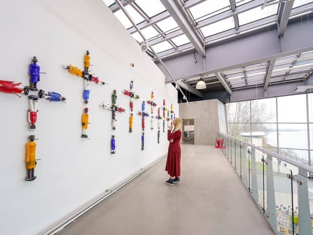 Colonial Ghost by artist Pascale Marthine Tayou invites the viewer to consider connections between colonisation and the growth of Christianity in African countries. Picture: DAVID WOOD