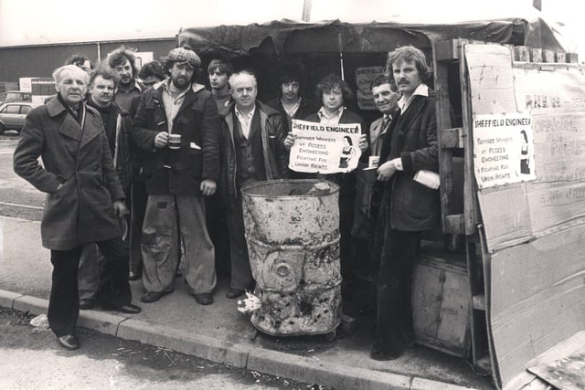 Strikers from the Access Equipment Factory, Parkway Industrial Estate, Sheffield, May 1979
