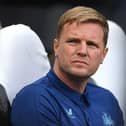 Newcastle United head coach Eddie Howe looks on during the Premier League match between Newcastle United and Nottingham Forest at St. James Park on August 06, 2022 in Newcastle upon Tyne, England. (Photo by Stu Forster/Getty Images)