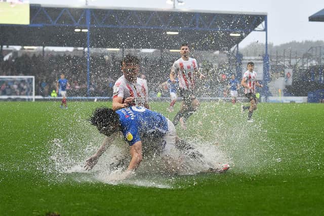 Terrible conditions in the League One fixture between Portsmouth and Sunderland.