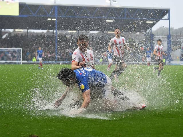 Terrible conditions in the League One fixture between Portsmouth and Sunderland.