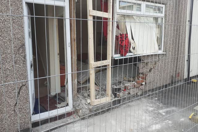 The house in Edward Burdis Street was left severely damaged after being hit by a car.