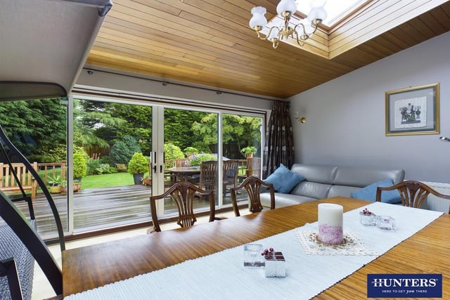 Beautiful views of the garden can be seen from the living room.