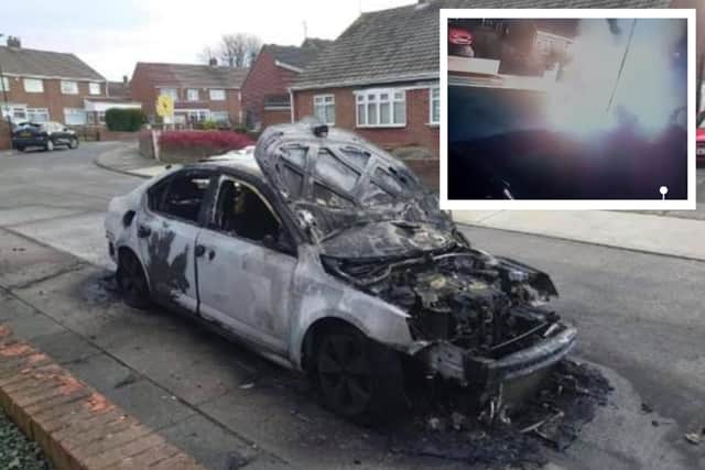 CCTV footage shows the moment the car went up in flames