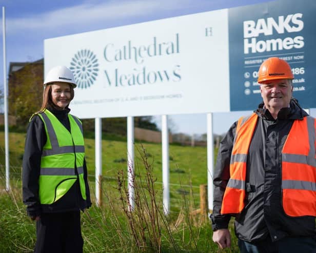 Aisling Ramshaw and Michael Harty of Banks Homes at the Cathedral Meadows site in West Rainton