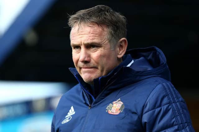 BIRMINGHAM, ENGLAND - MARCH 01: Phil Parkinson, manager of Sunderland looks on during the Sky Bet League One match between Coventry City and Sunderland at St Andrews on March 01, 2020 in Birmingham, England. (Photo by Lewis Storey/Getty Images)