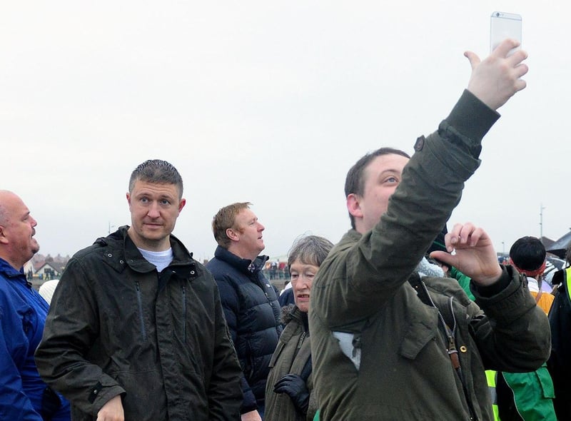 Time for a selfie during the Boxing Day dip at Seaburn 8 years ago.