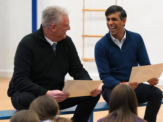 It's time to go for the Tories, says Julie. Prime Minister Rishi Sunak pictured with Lee Anderson MP for Ashfield  during a visit to Woodland View Primary School in Sutton-in-Ashfield, Nottinghamshire. Mr Anderson has had the Conservative whip suspended after making a widely criticised claim that London Mayor Sadiq Khan was controlled by "Islamists"