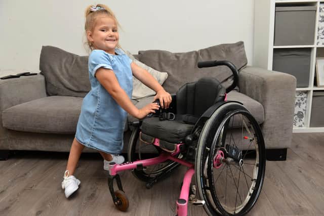 Rubie O'Brien has out grown her current wheelchair.