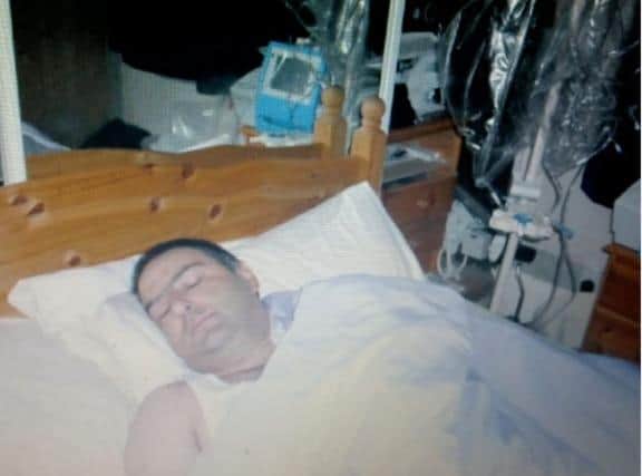 Tariq pictured undergoing treatment at home following his diagnosis of kidney failure in 2008.