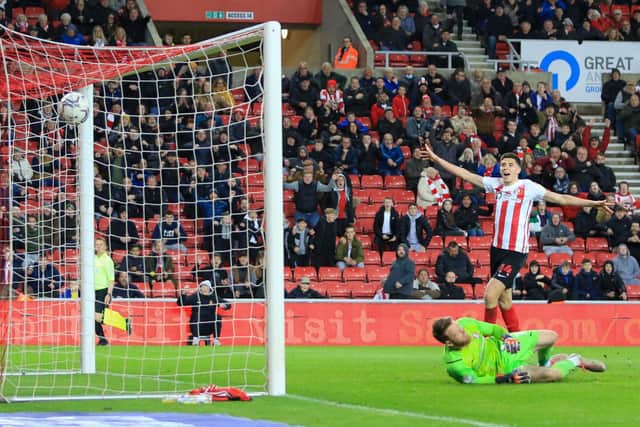 Sunderland celebrate Rotherham United's late own goal