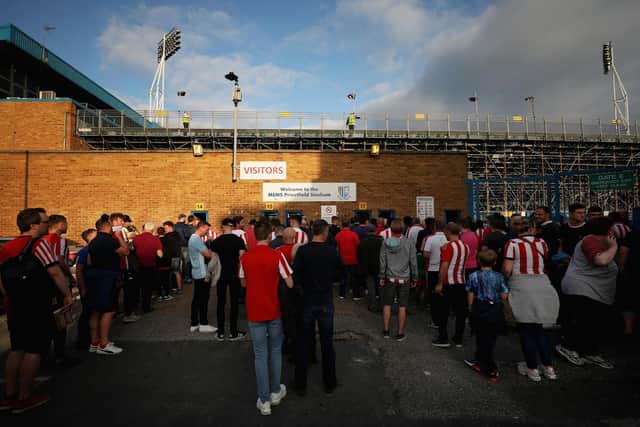Sunderland fans wait to enter the stadium prior to the Sky Bet League One match between Gillingham and Sunderland at Priestfield Stadium on August 22, 2018.