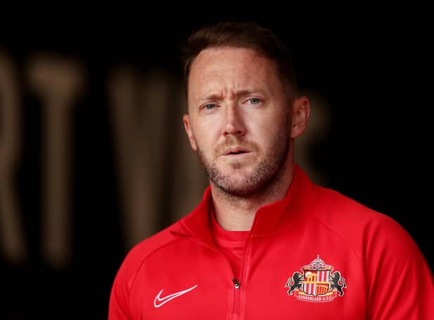 BURSLEM, ENGLAND - AUGUST 10: Aiden McGeady of Sunderland looks on as he makes his way from the tunnel prior to the Carabao Cup First Round match between Port Vale and Sunderland at Vale Park on August 10, 2021 in Burslem, England. (Photo by Lewis Storey/Getty Images)