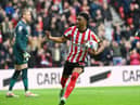 Amad celebrates his Sunderland goal.