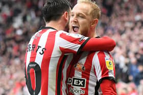 Patrick Probers and Alex Pritchard at the end of the game. Safc 2-1 Wafc Stadium of Light Championship (Picture by FRANK REID)
