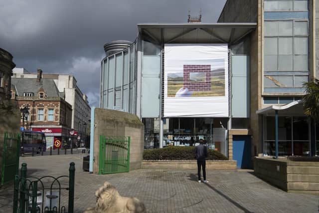 Part of Fiona Crisp's Weighting Time exhibition is currently on the exterior of Sunderland Museum & Winter Gardens. Picture by Colin Davison.