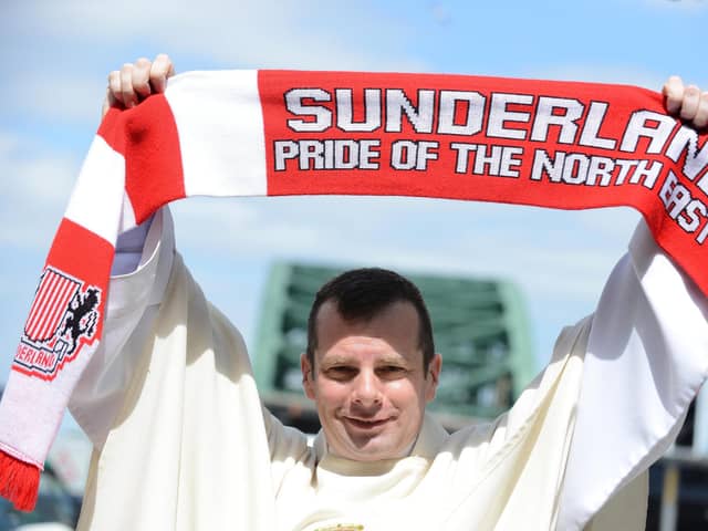 Hebburn-born Father Marc Lyden-Smith is leaving St Mary's Church, in Sunderland, although he will be remaining in "solid red and white territory".