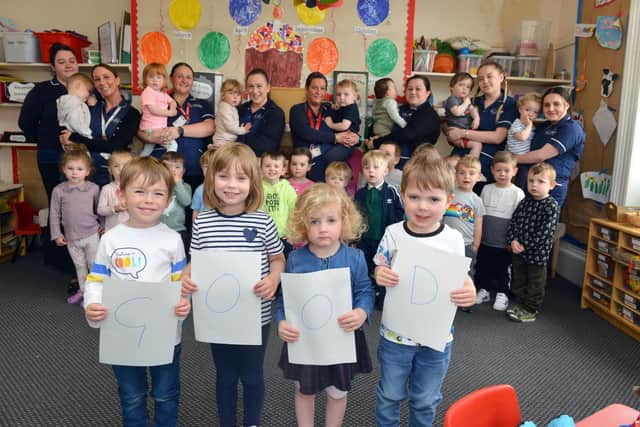 Staff and children at Hill View Nursery have been celebrating their good Ofsted report.
