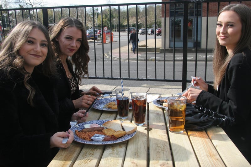 Diners Sophie Kelley,Terri Greenway and Emily Logan enjoy breakfast at The Portland