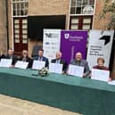 North East council leaders and Levelling Up minister Jacob Young signing the region's trailblazer devolution deal at St Chad's College in Durham.