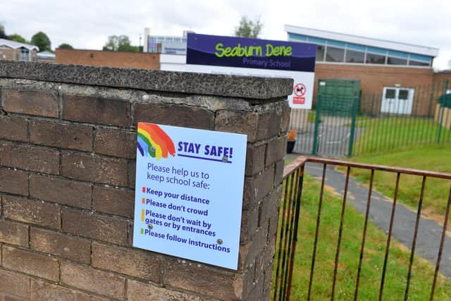 One of the new safety signs at Seaburn Dene Primary School.