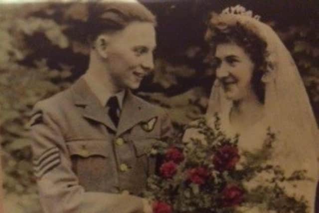 Tom pictured on his wedding day in 1944.