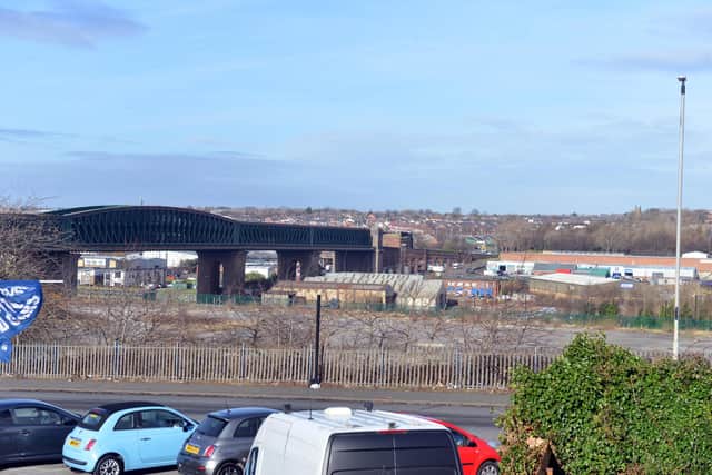 The former glassworks site is close to Queen Alexandra Bridge