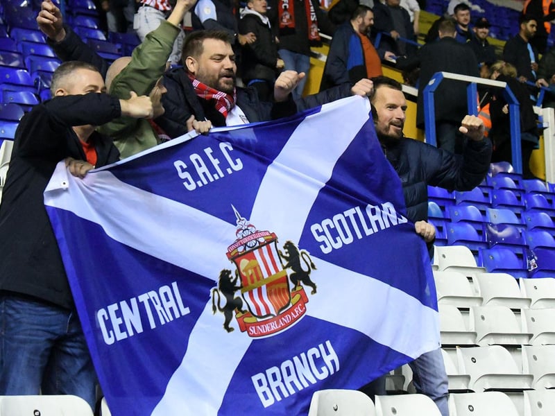 Passionate Sunderland fans cheer the Black Cats on away from home at Birmingham City.