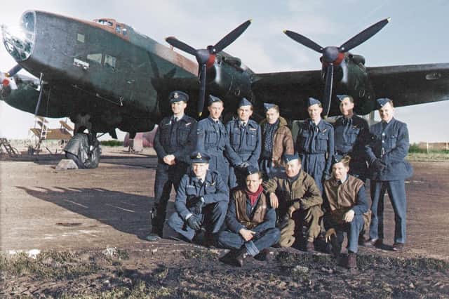 The bomber crew and technicians (Jack is standing second left).