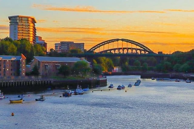 Golden skies in this great view of the bridges.