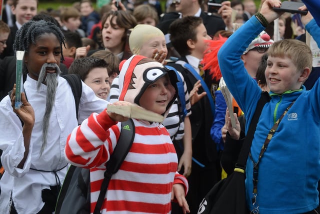 Staff and pupils at St. Aidan's Catholic Academy, Willow Bank Road, held a flash mob as part of World Book Day in 2015.