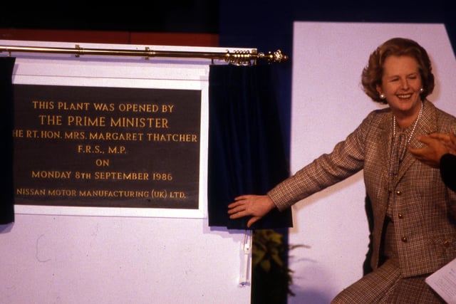 Prime Minister Margaret Thatcher opened the Nissan car plant in September 1986.