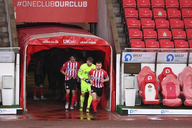 Sunderland captain Max Power leads his team out of the tunnel before the Sky Bet League One match between Sunderland and Blackpool at Stadium of Light.