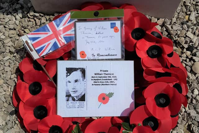 The tribute to Private William Thomson
