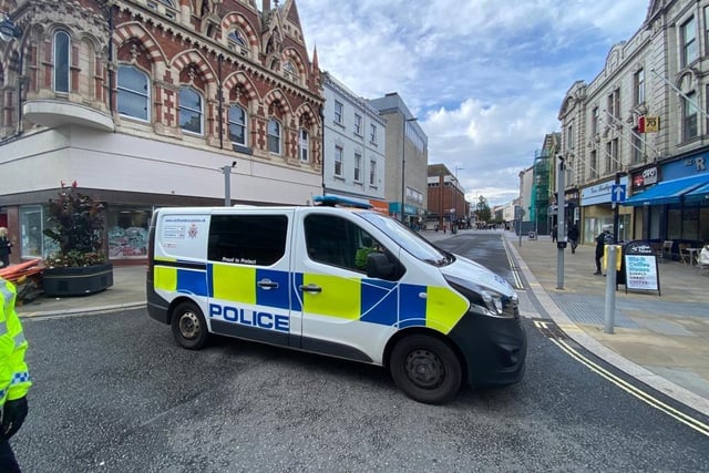 Northumbria Police van enforces road closure in Sunderland city centre