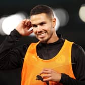 SYDNEY, AUSTRALIA - MAY 24: Jack Rodwell speaks to a team mate during an A-Leagues All Stars training session at Accor Stadium on May 24, 2022 in Sydney, Australia. (Photo by Mark Kolbe/Getty Images)