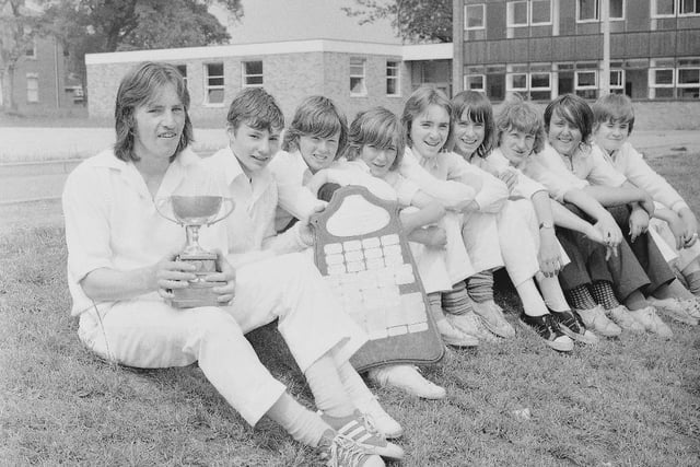 The Southmoor School cricket team show off their achievements in 1975. Photo: Bill Hawkins.